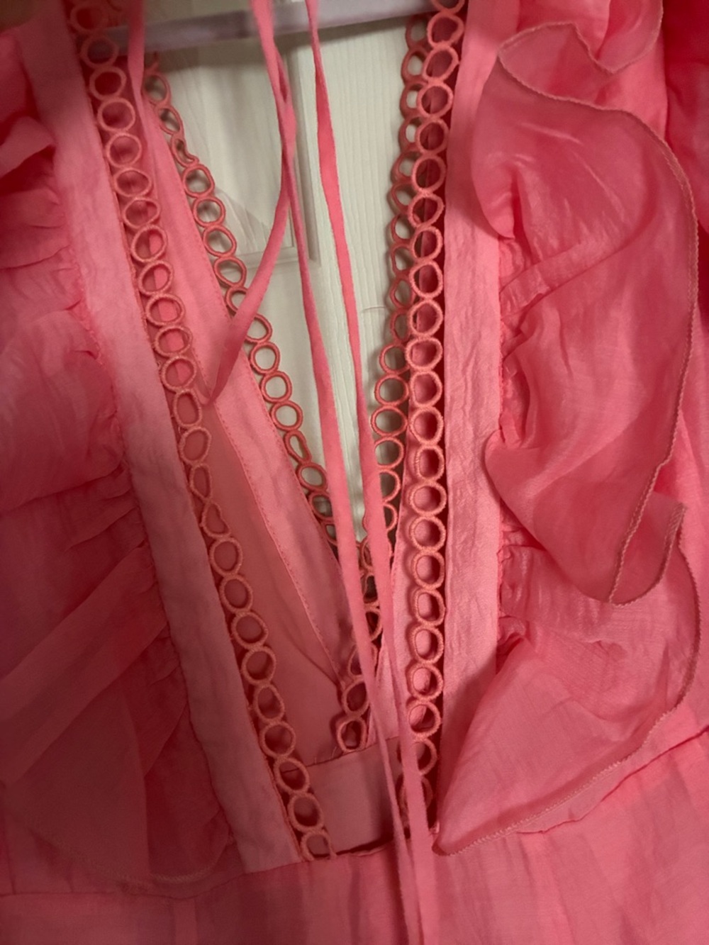 Pretty Pink Ruffle V-Neck - Picture 3 of 6